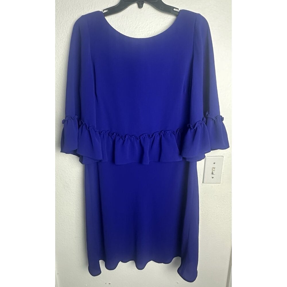 Lauren Ralph Lauren Elbow Ruffle Sleeve Dress in Royal Purple Size 12 - Picture 13 of 15